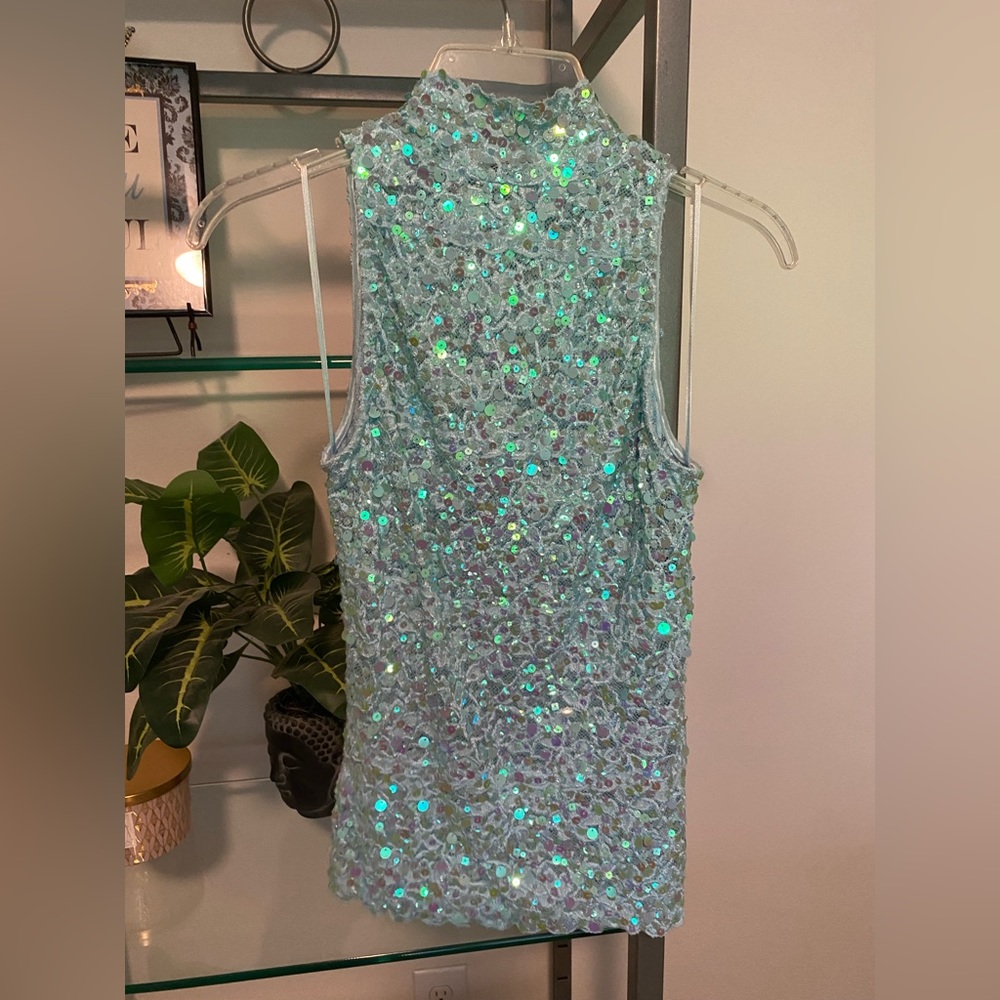 Cache Sequined Top Sz S